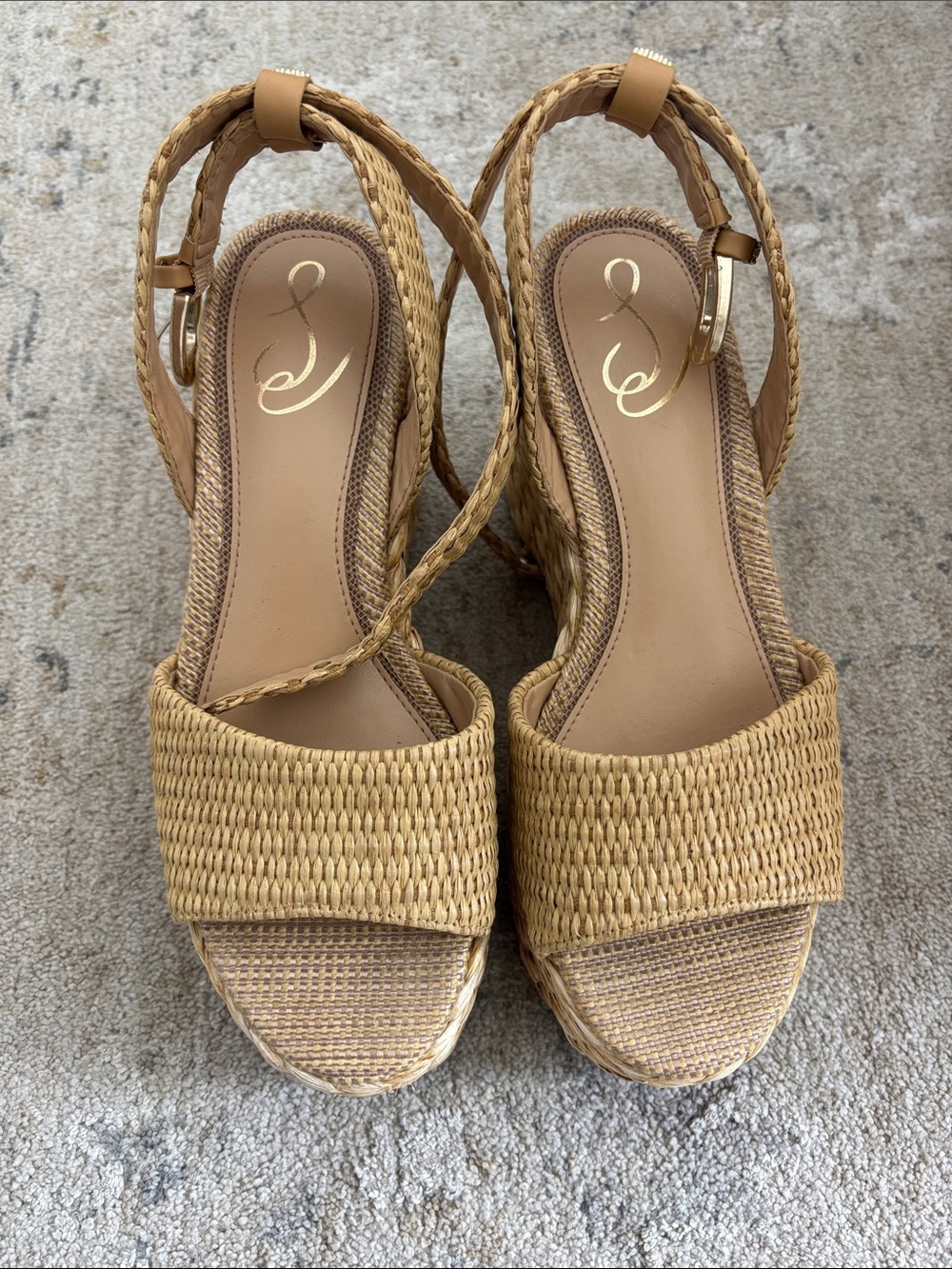 Sam Edelman NWOT Woven Espadrille Platform Sandals in Tan
